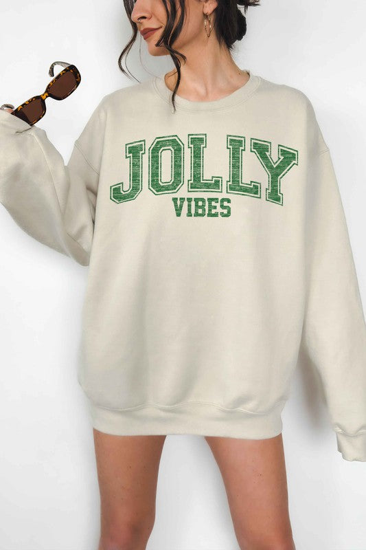 JOLLY CHRISTMAS VIBES OVERSIZED GRAPHIC SWEATSHIRT