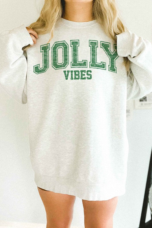 JOLLY CHRISTMAS VIBES OVERSIZED GRAPHIC SWEATSHIRT