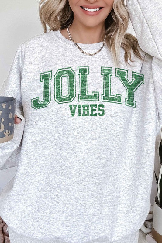 JOLLY CHRISTMAS VIBES OVERSIZED GRAPHIC SWEATSHIRT