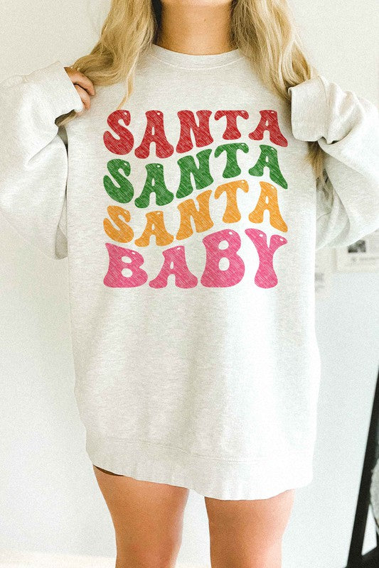 SANTA BABY CHRISTMAS OVERSIZED SWEATSHIRT