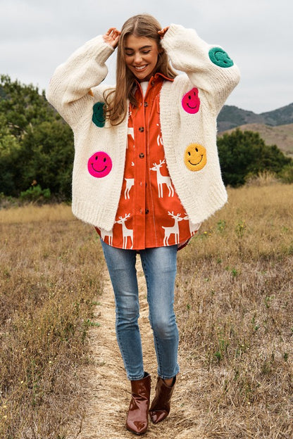 The Fuzzy Smile Long Bell Sleeve Knit Cardigan